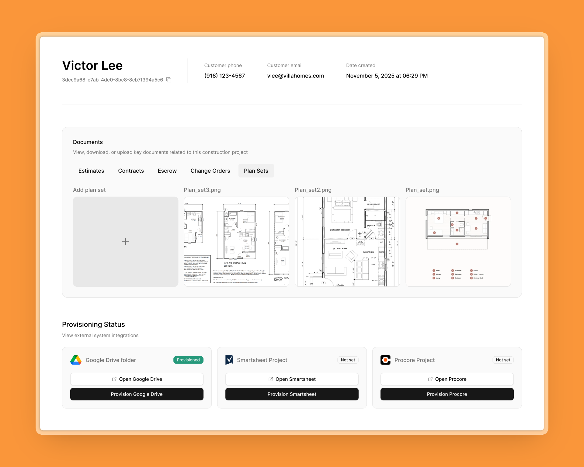 Admin system interface
